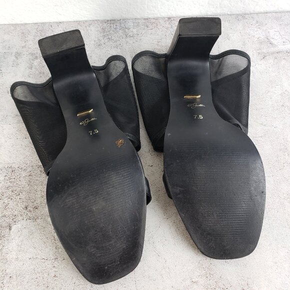 42 Gold Linx Black Leather Mesh Slide Sandals Heels size 7.5M Cocktail Evening - Picture 14 of 16